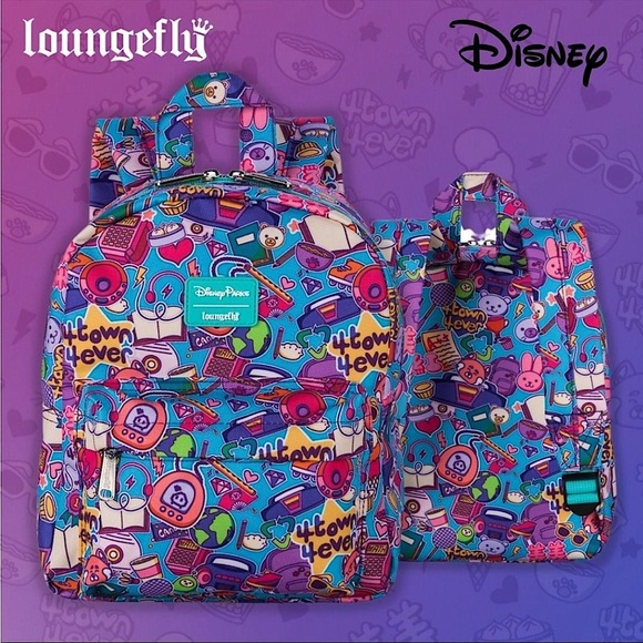 NWT Loungefly Disney Pixar Turning Red Panda Doodle Print Mini Backpack - Picture 1 of 5